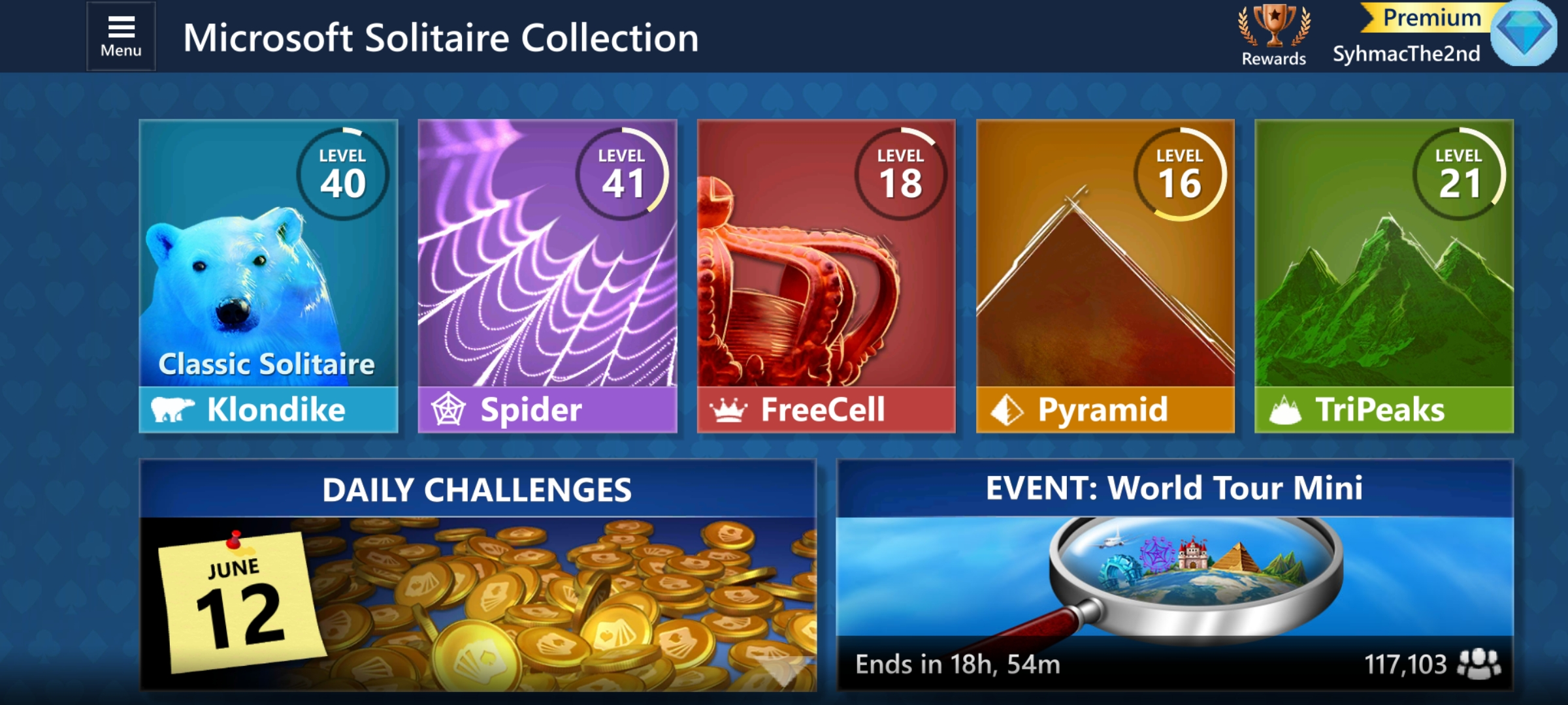 Zrzut ekranu z aplikacji Microsoft Solitaire Collection 