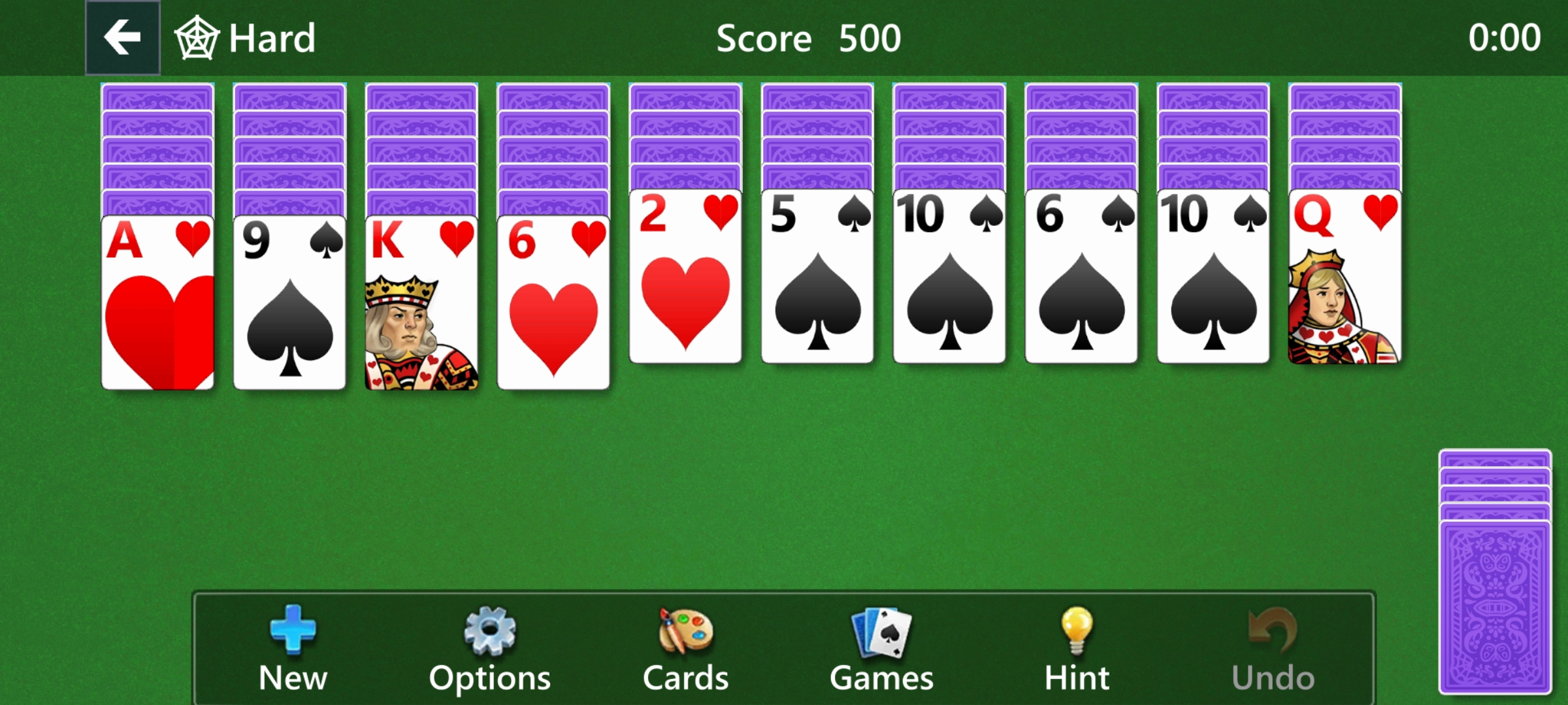 Zrzut ekranu z aplikacji Microsoft Solitaire Collection 