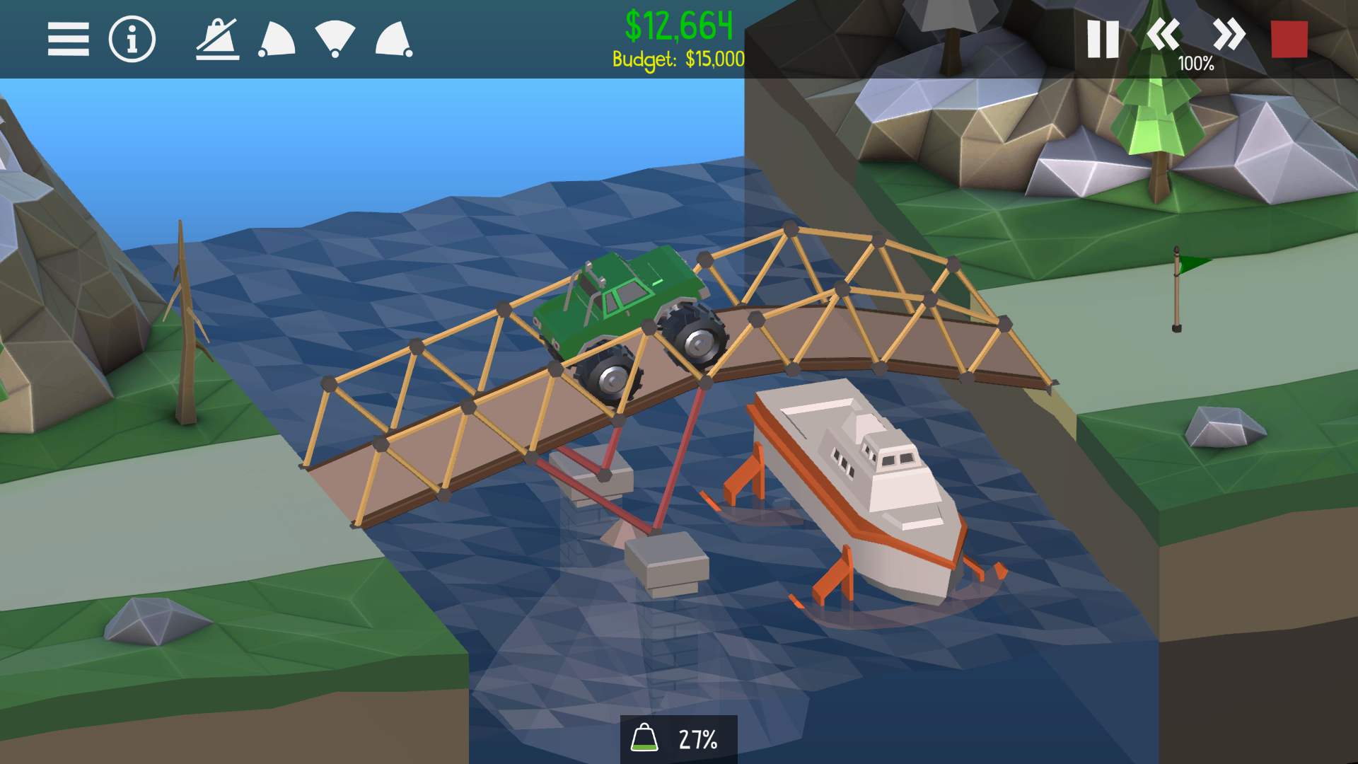 Zrzut ekranu z gry Poly Bridge 2