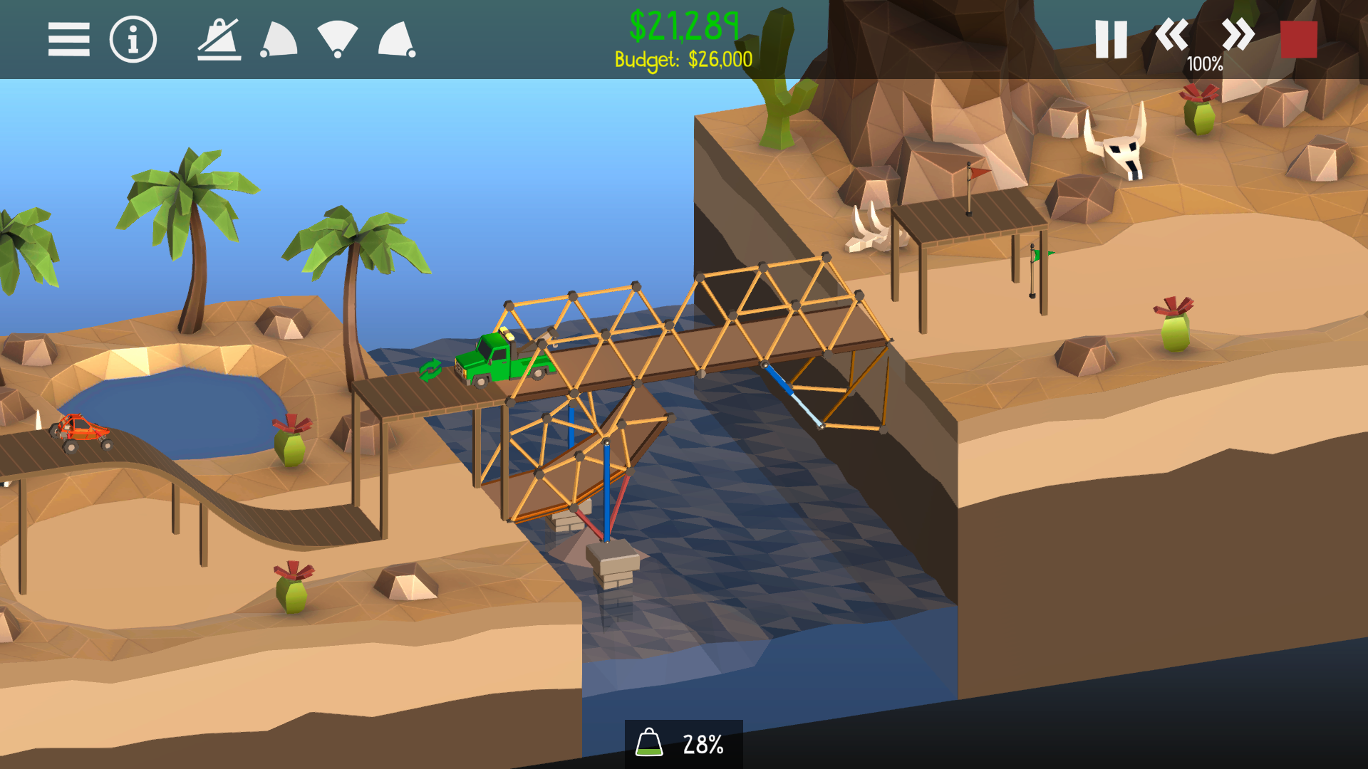 Zrzut ekranu z gry Poly Bridge 2