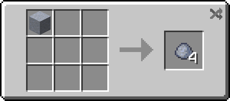 Minecraft recipe showing clay block being crafted into 4 clay balls