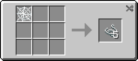 Minecraft recipe showing cobweb being crafted into 5 string pieces